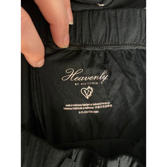 Victoria’s Secret Heavenly Black Pajama Set Leopard Trim Button Top Shorts S - Picture 6 of 8